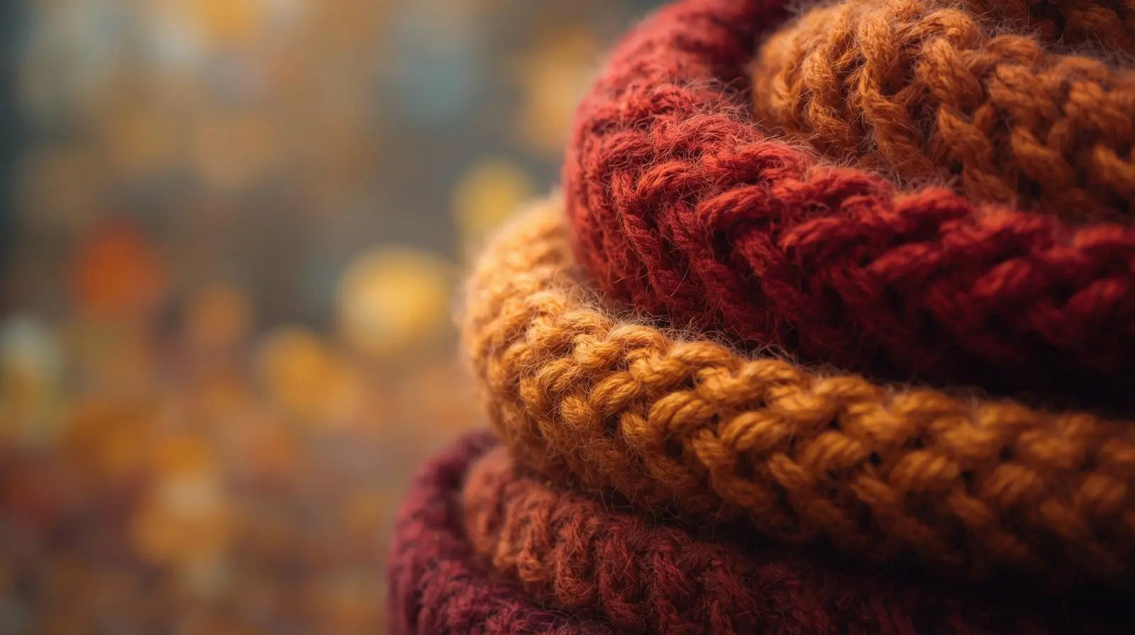 Herbstzeit Tee Kerze Strickzeug