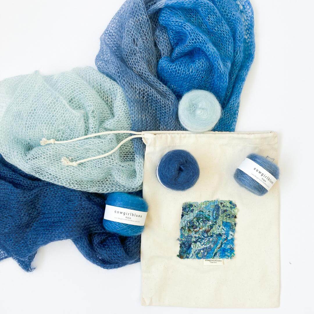 Cobweb Kidsilk Shawl handgefärbt im Strickpaket mit Anleitung (englisch) - Ideen in Strick