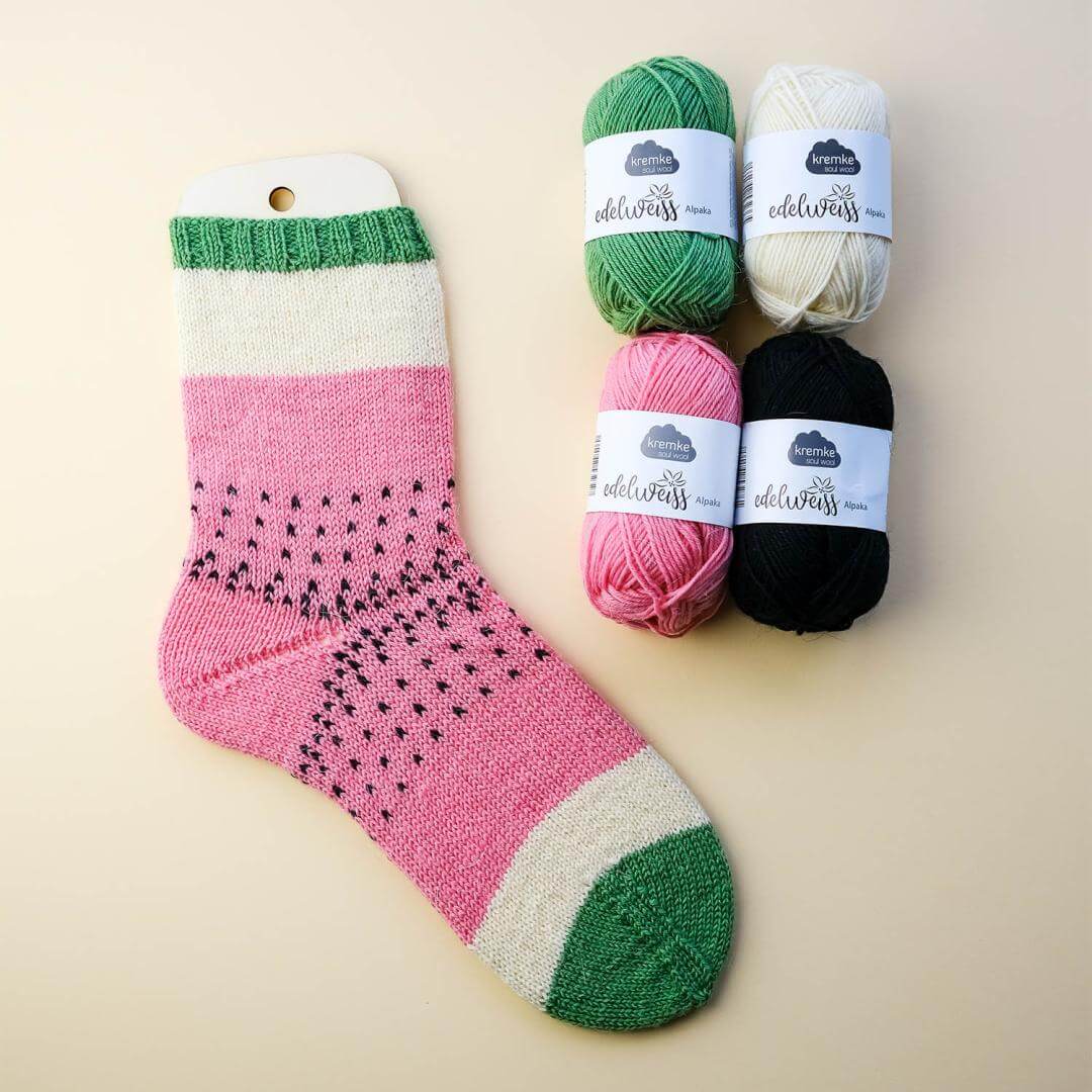 Wassermelonensocken im Set mit Anleitungsheft Fruity Socks 🍉 - Ideen in Strick