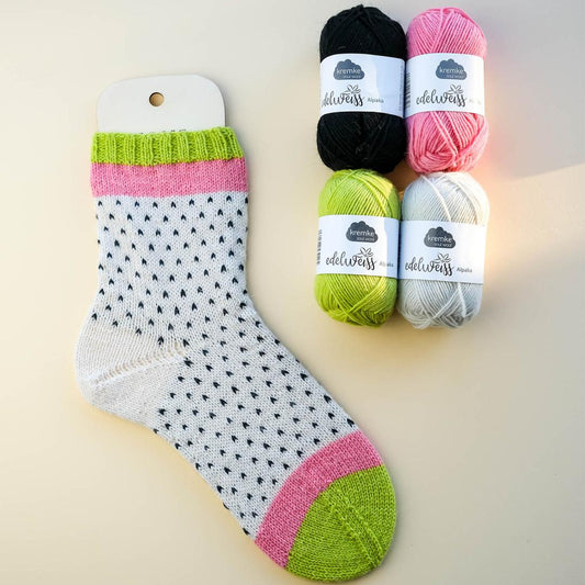 Drachenfruchtsocken im Set mit Anleitungsheft Fruity Socks 🐉🩷🥝 Kremke